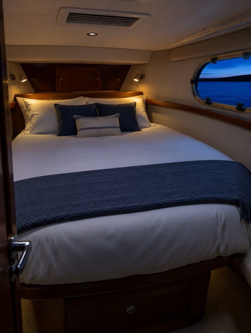 Forward cabin at night