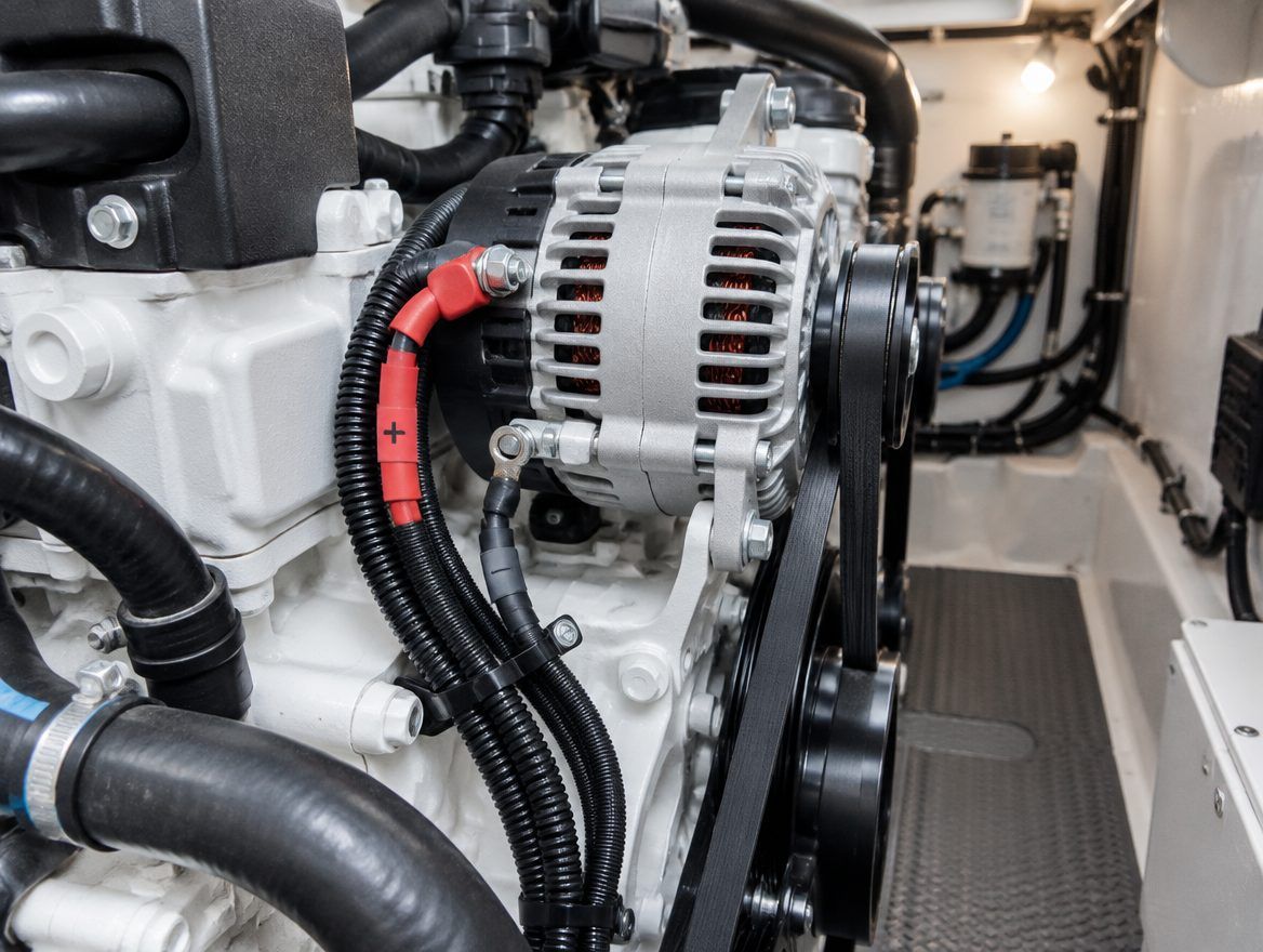 Alternator wiring in an engine room