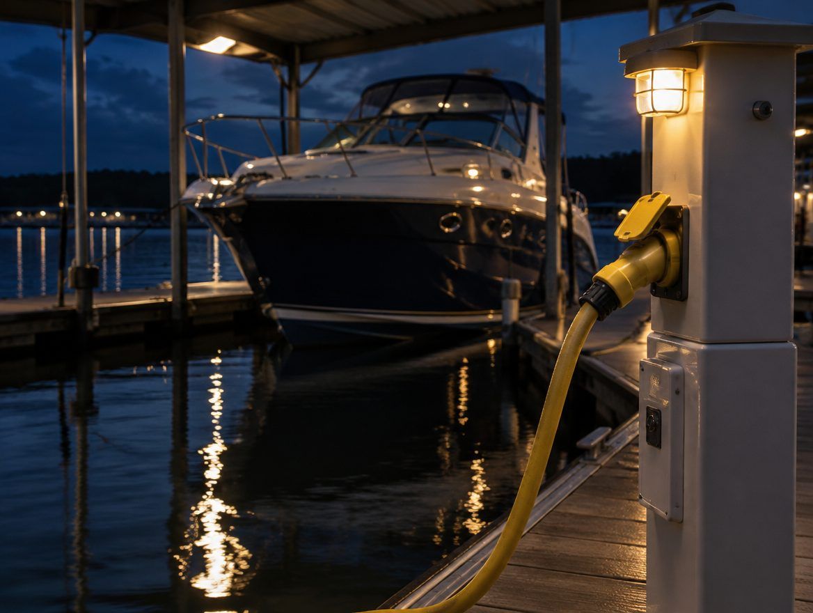 Shore power cord at the slip